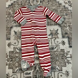Burt's Bees Red and White Striped Baby Footie